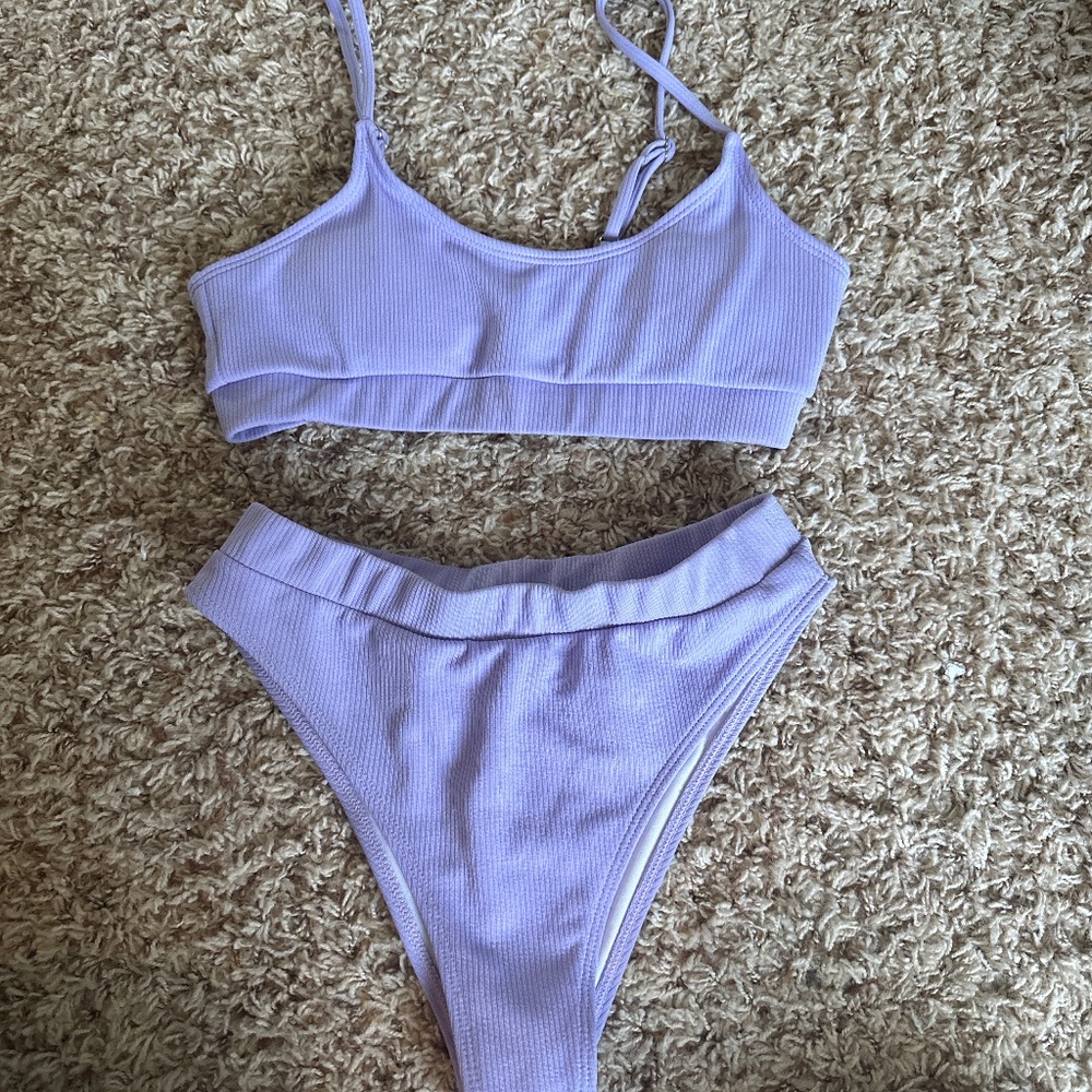Lavender Shein High Waisted Swimsuit